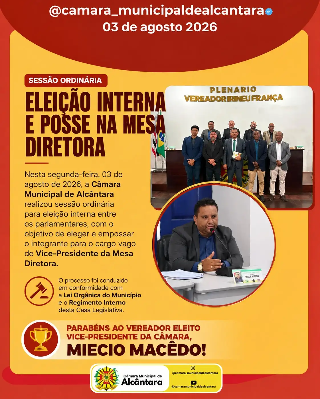 ELEIÇÃO INTERNA E POSSE NA MESA DIRETORA